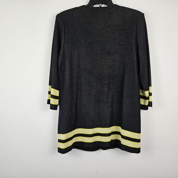 Misook Black Yellow Trim Sweater Jacket Cardigan Size M NWT - Picture 7 of 8